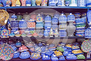 Traditional ceramic pottery Morocco bazaar