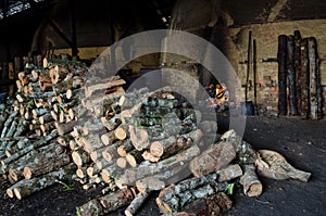 Traditional Charcoal factory, Sepetang, Malaysia