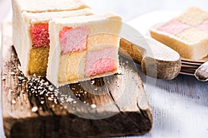 Traditional check Battenberg cake