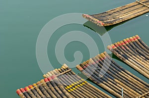 Traditional chinese bamboo rafts photo