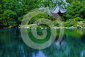 Traditional Chinese Building At The Botanical Garden