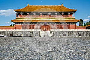Traditional Chinese Building, Forbidden City in Beijing, clean sunny day