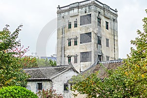 Traditional Chinese building, Hakka`s Tulou fortress in Guanlan, Shenzhen, China