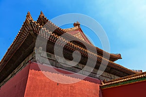 Traditional Chinese building under blue sky