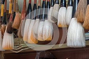 Traditional chinese calligraphy brushes in store