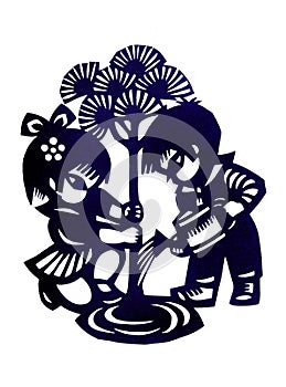 Traditional chinese children paper cutting