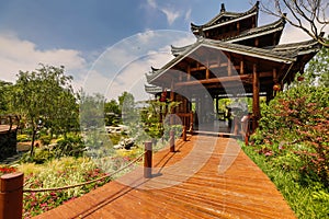 Traditional Chinese City Garden Park in Beijing.