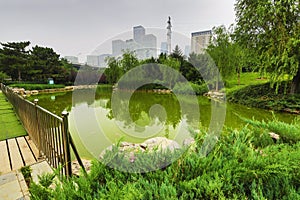 Traditional Chinese City Garden Park in Beijing.