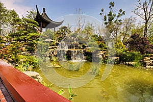 Traditional Chinese City Garden Park in Beijing.