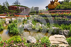 Traditional Chinese City Garden Park in Beijing.