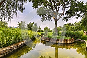 Traditional Chinese City Garden Park in Beijing.