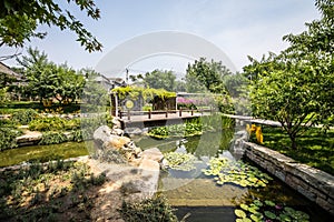 Traditional Chinese City Garden Park in Beijing.