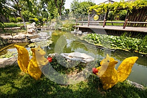 Traditional Chinese City Garden Park in Beijing.