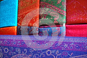 Traditional Chinese colourful silk scarves