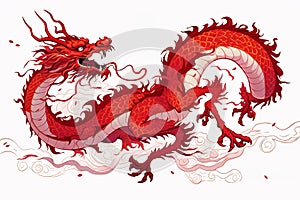 Traditional Chinese dragon engraving illustration. Chinese year of the dragon