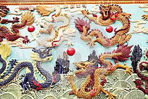 Chinese dragon wall China photo