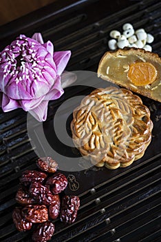 Traditional chinese festive mooncake pastry dessert