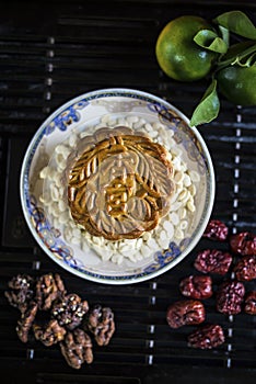 Traditional chinese festive mooncake pastry dessert