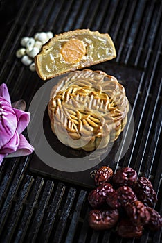 Traditional chinese festive mooncake pastry dessert