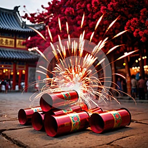 Traditional Chinese firecrackers, explosive decorations to celebrate festive new year