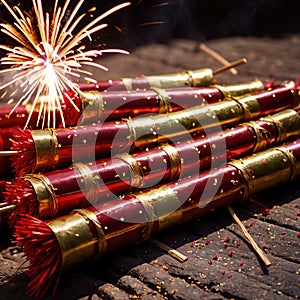 Traditional Chinese firecrackers, explosive decorations to celebrate festive new year