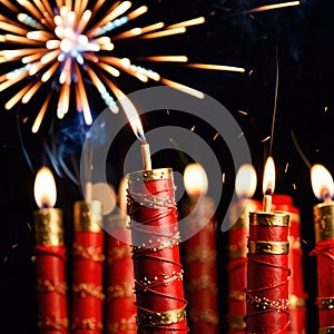 Traditional Chinese firecrackers, explosive decorations to celebrate festive new year