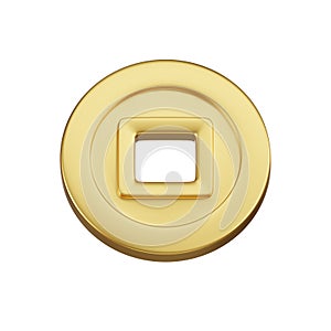 Traditional Chinese Gold Coin 3D Icon