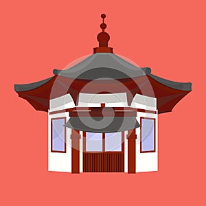 Traditional Chinese House with typical Lanterns