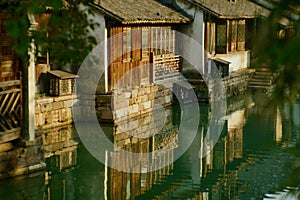 Traditional Chinese houses by a river in Wuzhen, Zhejiang, China
