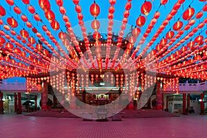 Traditional Chinese lanterns display in Thean Hou Temple illuminated for Chinese new year festival, Kuala Lumpur, Malaysia. photo