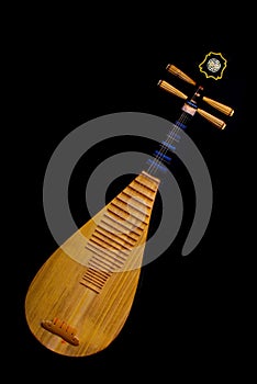 Traditional chinese musical instrument, pipa on dark background 