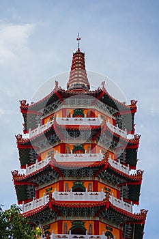 Traditional Chinese Pagoda Tower with Intricate Details