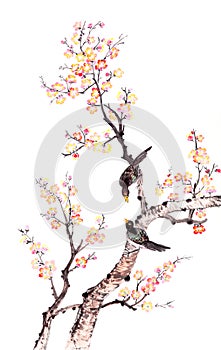 Traditional Chinese painting of plum blossom