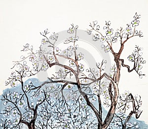 Traditional Chinese painting of plum blossom