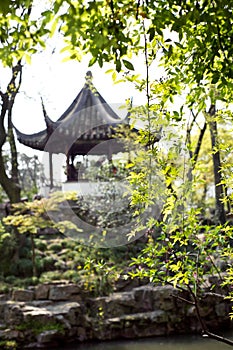 Traditional Chinese pavilion, Suzhou, China