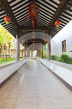 Traditional Chinese pavilion walk way