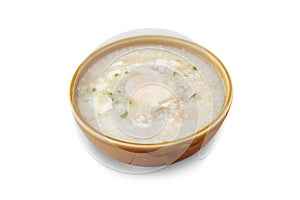 Traditional chinese porridge rice gruel in bowl isolated, Clipping path