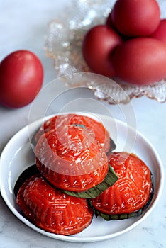 Traditional chinese red tortoise cake photo