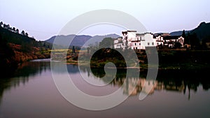 Traditional Chinese residence house on the riverside