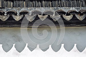 Traditional Chinese roof tiles in Suzhou`s old town, Jiangsu Province, China