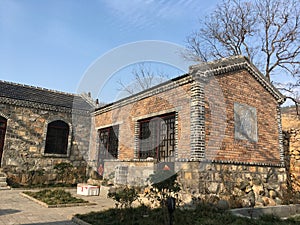 Traditional Chinese rural dwellings made of old stone houses