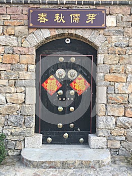 Traditional Chinese rural dwellings made of old stone houses