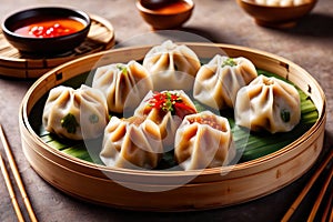 Traditional Chinese steamed dumpling dim sum food snack meal