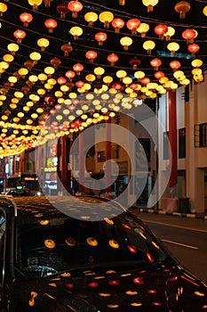 Traditional Chinese street lanterns decorations for Chinese New Year celebration