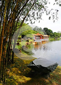 Traditional Chinese style garden & lake