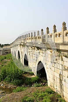 Traditional Chinese style stone bridge landscape architecture, Eastern Tombs of the Qing Dynasty, China