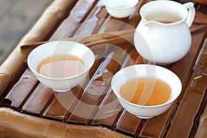 Traditional chinese tea ceremony accessories (cups and pitcher)
