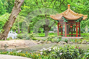 Traditional Chinese temple in forest