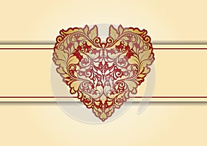 Traditional Chinese Valentine`s Card Template, Love And Heart