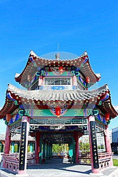 Traditional Chinese wooden temple structure